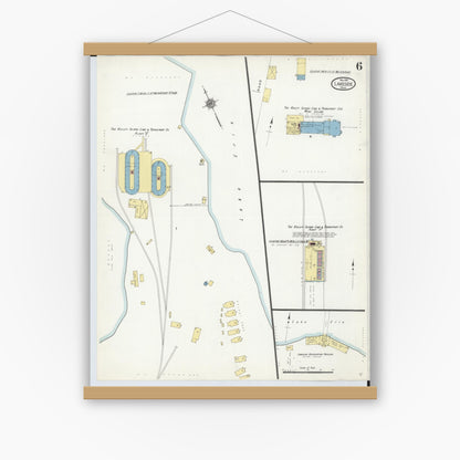 Old map wall art mockup — magnetic wood frame on white wall — Sanborn Fire Insurance Map from Lakeside, Ottawa County, Ohio (1910), Sheet #0006