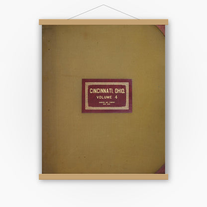 Old map wall art mockup — magnetic wood frame on white wall — Sanborn Fire Insurance Map from Cincinnati, Hamilton County, Ohio (1949), Sheet #0001