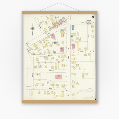 Old map wall art mockup — magnetic wood frame on white wall — Sanborn Fire Insurance Map from Wilson, Niagara County, New York (1911), Sheet #0003