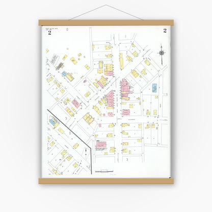 Old map wall art mockup — magnetic wood frame on white wall — Sanborn Fire Insurance Map from West Salem, Wayne County, Ohio (1951), Sheet #0002