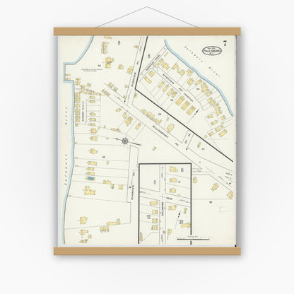 Old map wall art mockup — magnetic wood frame on white wall — Sanborn Fire Insurance Map from Paulsboro, Gloucester County, New Jersey (1915), Sheet #0007