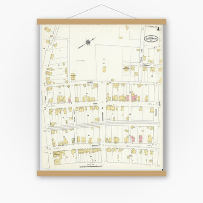 Old map wall art mockup — magnetic wood frame on white wall — Sanborn Fire Insurance Map from Duncannon, Perry County, Pennsylvania (1911), Sheet #0004