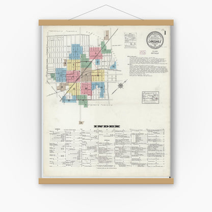 Old map wall art mockup — magnetic wood frame on white wall — Sanborn Fire Insurance Map from Lansdale, Montgomery County, Pennsylvania (1914) - Complete Map Set