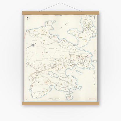 Old map wall art mockup — magnetic wood frame on white wall — Sanborn Fire Insurance Map from Cohasset, Norfolk County, Massachusetts (1940), Sheet #0007