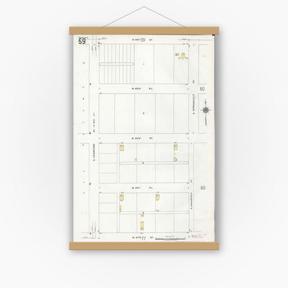 Old map wall art mockup — magnetic wood frame on white wall — Sanborn Fire Insurance Map from Chicago, Cook County, Illinois (1920), Sheet #0059