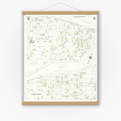 Old map wall art mockup — magnetic wood frame on white wall — Sanborn Fire Insurance Map from Wahiawa, Honolulu County, Hawaii (1942), Sheet #0006