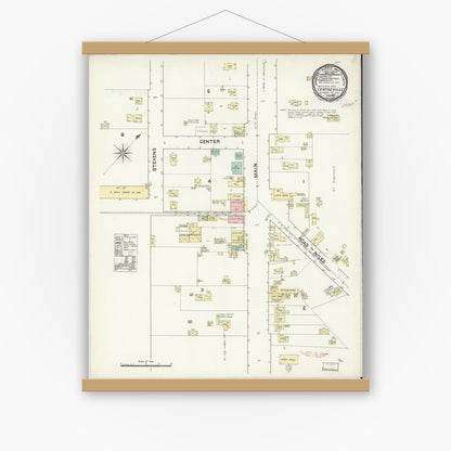Old map wall art mockup — magnetic wood frame on white wall — Sanborn Fire Insurance Map from Centerville, Alameda County, California (1890), Sheet #0001