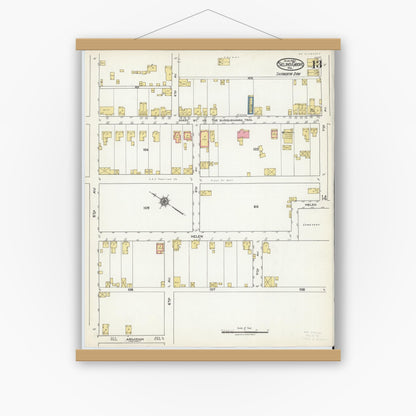 Old map wall art mockup — magnetic wood frame on white wall — Sanborn Fire Insurance Map from Selins Grove, Snyder County, Pennsylvania (1921), Sheet #0013