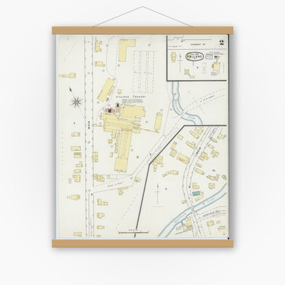 Old map wall art mockup — magnetic wood frame on white wall — Sanborn Fire Insurance Map from Holland, Erie County, New York (1894), Sheet #0002