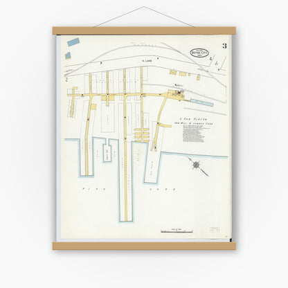 Old map wall art mockup — magnetic wood frame on white wall — Sanborn Fire Insurance Map from Boyne City, Charlevoix County, Michigan (1911), Sheet #0003