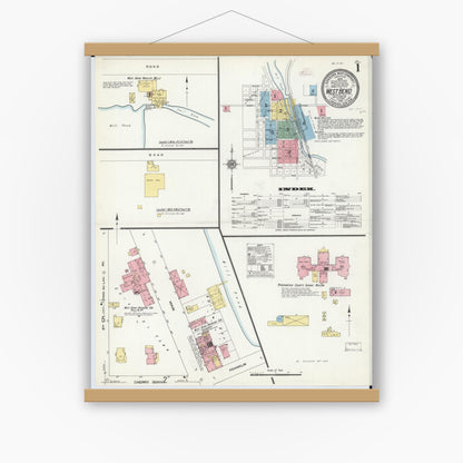 Old map wall art mockup — magnetic wood frame on white wall — Sanborn Fire Insurance Map from West Bend, Washington County, Wisconsin (1910) - Complete Map Set