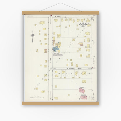 Old map wall art mockup — magnetic wood frame on white wall — Sanborn Fire Insurance Map from Owatonna, Steele County, Minnesota (1915), Sheet #0010