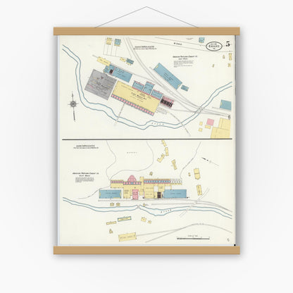 Old map wall art mockup — magnetic wood frame on white wall — Sanborn Fire Insurance Map from Egypt, Lehigh County, Pennsylvania (1911), Sheet #0005