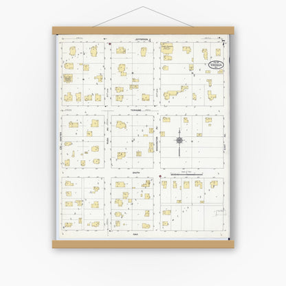 Old map wall art mockup — magnetic wood frame on white wall — Sanborn Fire Insurance Map from Viroqua, Vernon County, Wisconsin (1911), Sheet #0007
