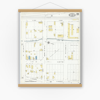 Old map wall art mockup — magnetic wood frame on white wall — Sanborn Fire Insurance Map from Stillwater, Washington County, Minnesota (1910), Sheet #0029