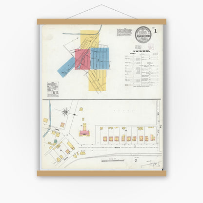 Old map wall art mockup — magnetic wood frame on white wall — Sanborn Fire Insurance Map from Roaring Spring, Blair County, Pennsylvania (1904) - Complete Map Set