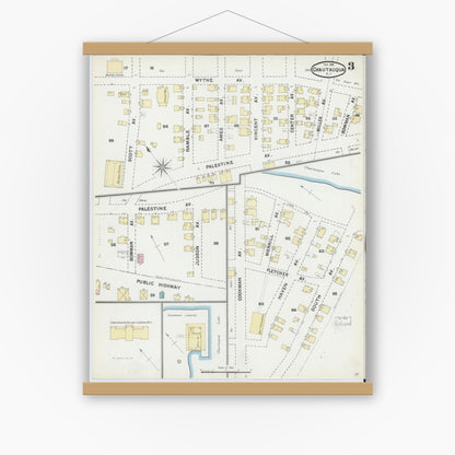 Old map wall art mockup — magnetic wood frame on white wall — Sanborn Fire Insurance Map from Chautauqua, Chautauqua County, New York (1891), Sheet #0003