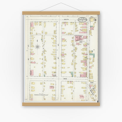 Old map wall art mockup — magnetic wood frame on white wall — Sanborn Fire Insurance Map from Lehighton, Carbon County, Pennsylvania (1892), Sheet #0003