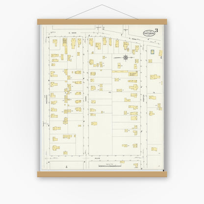 Old map wall art mockup — magnetic wood frame on white wall — Sanborn Fire Insurance Map from Prattsburgh, Steuben County, New York (1913), Sheet #0003