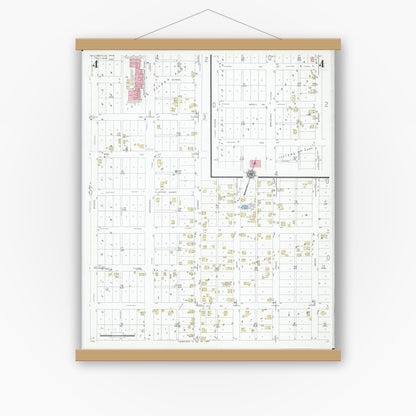 Old map wall art mockup — magnetic wood frame on white wall — Sanborn Fire Insurance Map from Taylorsville, Muskingum County, Ohio (1946), Sheet #0004