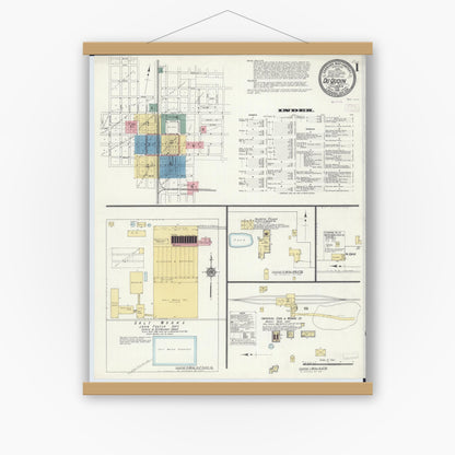 Old map wall art mockup — magnetic wood frame on white wall — Sanborn Fire Insurance Map from Du Quoin, Perry County, Illinois (1910) - Complete Map Set