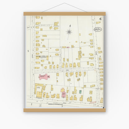 Old map wall art mockup — magnetic wood frame on white wall — Sanborn Fire Insurance Map from Cobleskill, Schoharie County, New York (1904), Sheet #0004