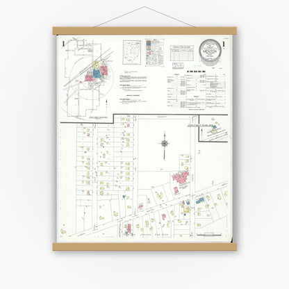 Old map wall art mockup — magnetic wood frame on white wall — Sanborn Fire Insurance Map from Mentor, Lake County, Ohio (1941), Sheet #0001