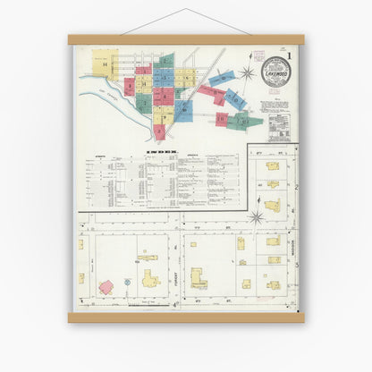 Old map wall art mockup — magnetic wood frame on white wall — Sanborn Fire Insurance Map from Lakewood, Ocean County, New Jersey (1905) - Complete Map Set