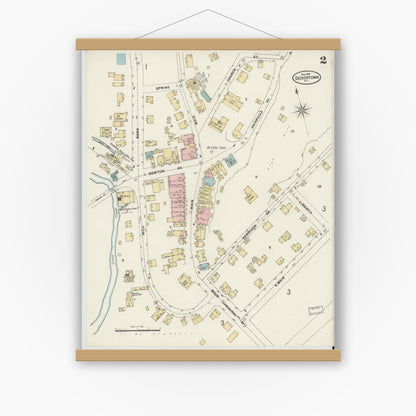 Old map wall art mockup — magnetic wood frame on white wall — Sanborn Fire Insurance Map from Deckertown, Sussex County, New Jersey (1897), Sheet #0002