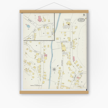 Old map wall art mockup — magnetic wood frame on white wall — Sanborn Fire Insurance Map from Pomeroy, Meigs County, Ohio (1893), Sheet #0005