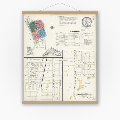 Old map wall art mockup — magnetic wood frame on white wall — Sanborn Fire Insurance Map from Sebring, Highlands County, Florida (1924), Sheet #0001