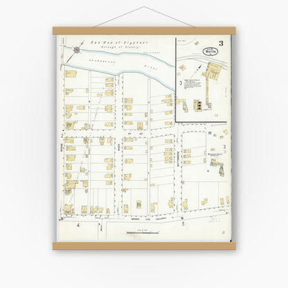 Old map wall art mockup — magnetic wood frame on white wall — Sanborn Fire Insurance Map from Winton, Lackawanna County, Pennsylvania (1912), Sheet #0003