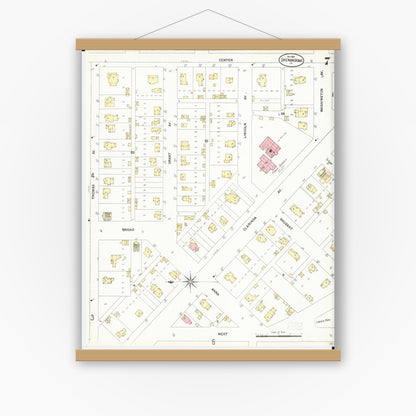 Old map wall art mockup — magnetic wood frame on white wall — Sanborn Fire Insurance Map from Shenandoah, Page County, Iowa (1901), Sheet #0007