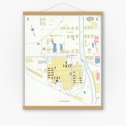 Old map wall art mockup — magnetic wood frame on white wall — Sanborn Fire Insurance Map from Danville, Montour County, Pennsylvania (1930), Sheet #0007
