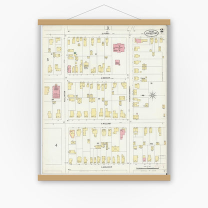 Old map wall art mockup — magnetic wood frame on white wall — Sanborn Fire Insurance Map from Johnstown, Fulton County, New York (1897) - Complete Map Set