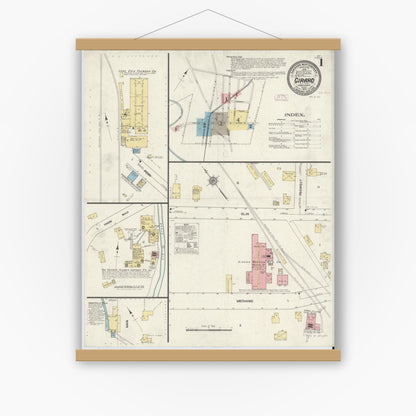 Old map wall art mockup — magnetic wood frame on white wall — Sanborn Fire Insurance Map from Girard, Erie County, Pennsylvania (1912) - Complete Map Set