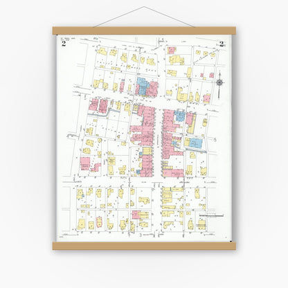 Old map wall art mockup — magnetic wood frame on white wall — Sanborn Fire Insurance Map from Saint Paris, Champaign County, Ohio (1948), Sheet #0002