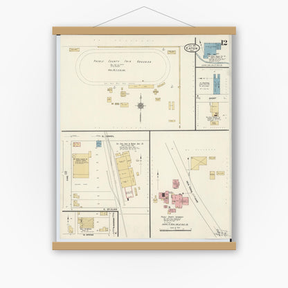 Old map wall art mockup — magnetic wood frame on white wall — Sanborn Fire Insurance Map from Eaton, Preble County, Ohio (1911), Sheet #0012