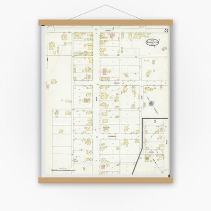 Old map wall art mockup — magnetic wood frame on white wall — Sanborn Fire Insurance Map from Winchester, Adams County, Ohio (1912), Sheet #0003