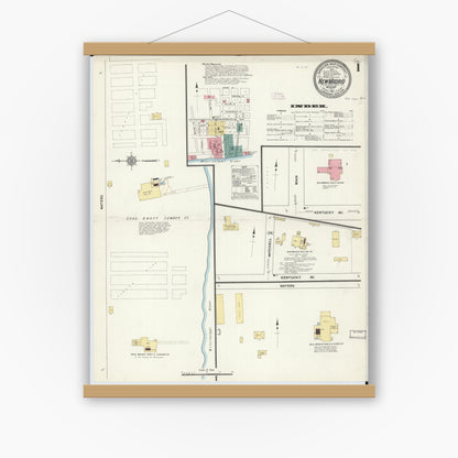 Old map wall art mockup — magnetic wood frame on white wall — Sanborn Fire Insurance Map from New Madrid, New Madrid County, Missouri (1911), Sheet #0001