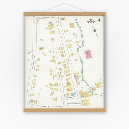 Old map wall art mockup — magnetic wood frame on white wall — Sanborn Fire Insurance Map from Liberty, Sullivan County, New York (1916) - Complete Map Set