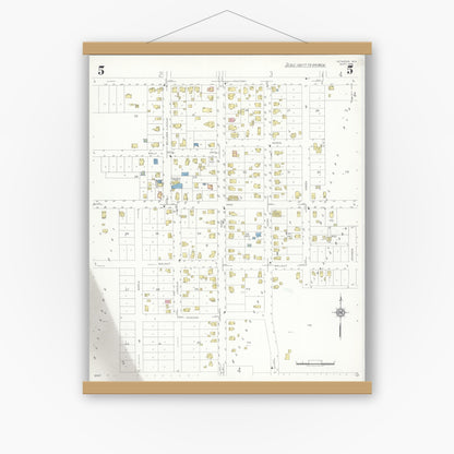 Old map wall art mockup — magnetic wood frame on white wall — Sanborn Fire Insurance Map from Seymour, Outagamie County, Wisconsin (1938), Sheet #0005