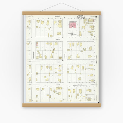 Old map wall art mockup — magnetic wood frame on white wall — Sanborn Fire Insurance Map from East Tawas, Iosco County, Michigan (1910), Sheet #0002