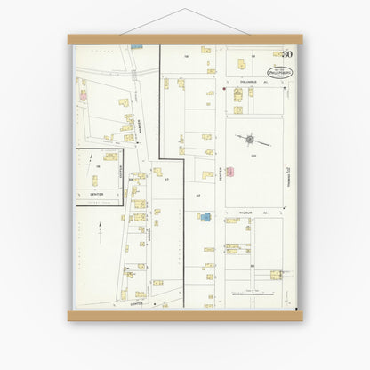 Old map wall art mockup — magnetic wood frame on white wall — Sanborn Fire Insurance Map from Phillipsburg, Warren County, New Jersey (1910), Sheet #0030