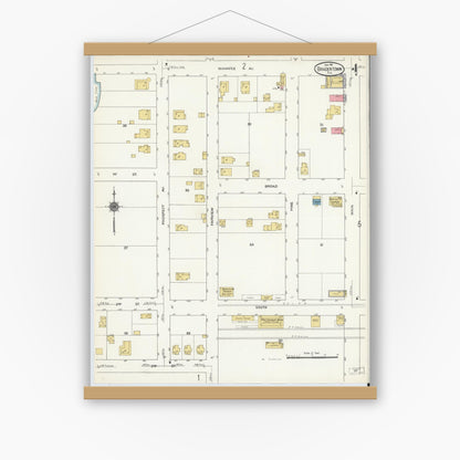 Old map wall art mockup — magnetic wood frame on white wall — Sanborn Fire Insurance Map from Bradentown, Manatee County, Florida (1911), Sheet #0004