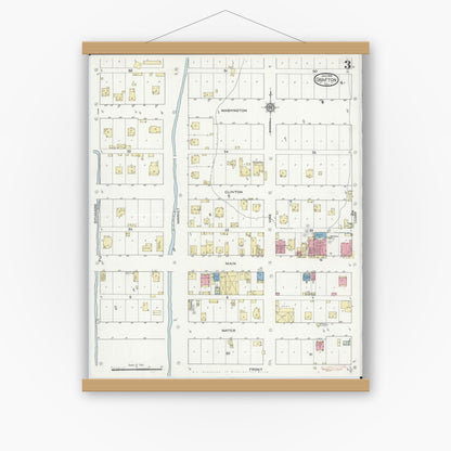 Old map wall art mockup — magnetic wood frame on white wall — Sanborn Fire Insurance Map from Grafton, Jersey County, Illinois (1914), Sheet #0003