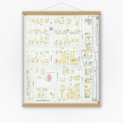Old map wall art mockup — magnetic wood frame on white wall — Sanborn Fire Insurance Map from Delphos, Van Wert And Allen Counties, Ohio (1899), Sheet #0008