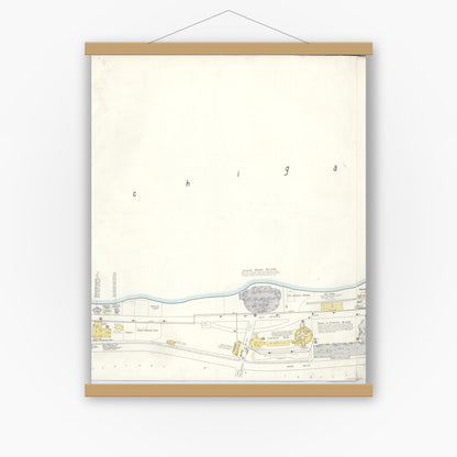Old map wall art mockup — magnetic wood frame on white wall — Sanborn Fire Insurance Map from Chicago, Cook County, Illinois (Unknown), Sheet #0004