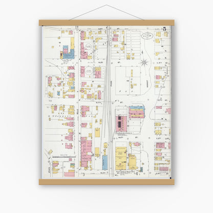 Old map wall art mockup — magnetic wood frame on white wall — Sanborn Fire Insurance Map from Alton, Madison County, Illinois (1902), Sheet #0005