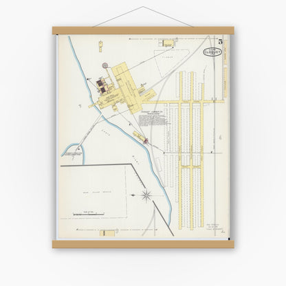 Old map wall art mockup — magnetic wood frame on white wall — Sanborn Fire Insurance Map from Cloquet, Carlton County, Minnesota (1892), Sheet #0005
